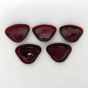 Set of 5 Royal Ruby Red Glass Triangle Serving Dishes ramekins Anchor Hocking